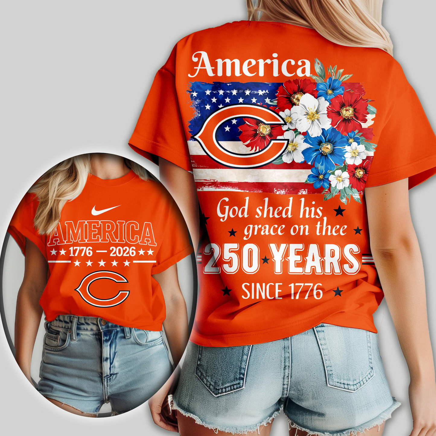 CHI Premium NFL America God Shed His Grace On Thee Women Shirt DDT NTL