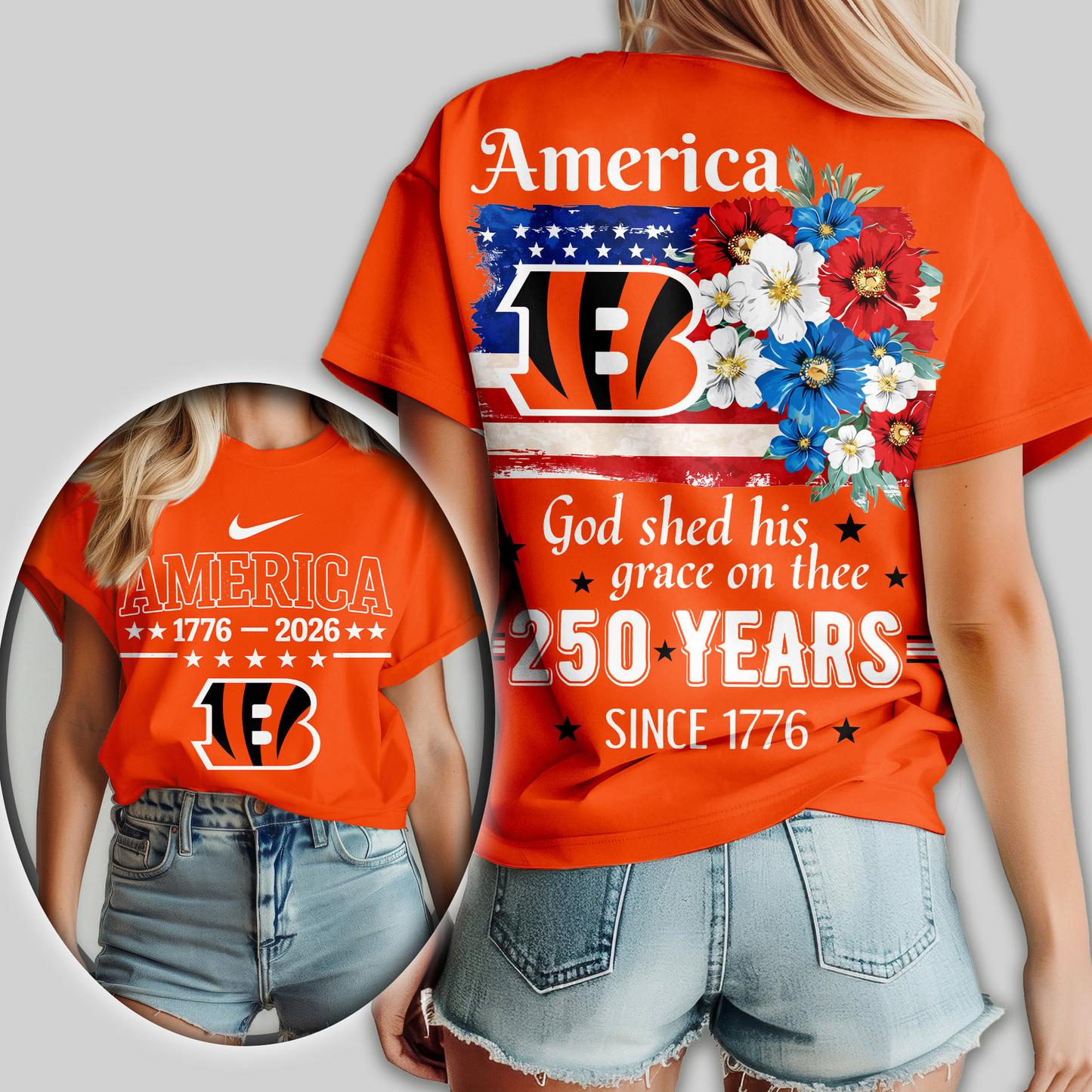 CIN Premium NFL America God Shed His Grace On Thee Women Shirt DDT NTL