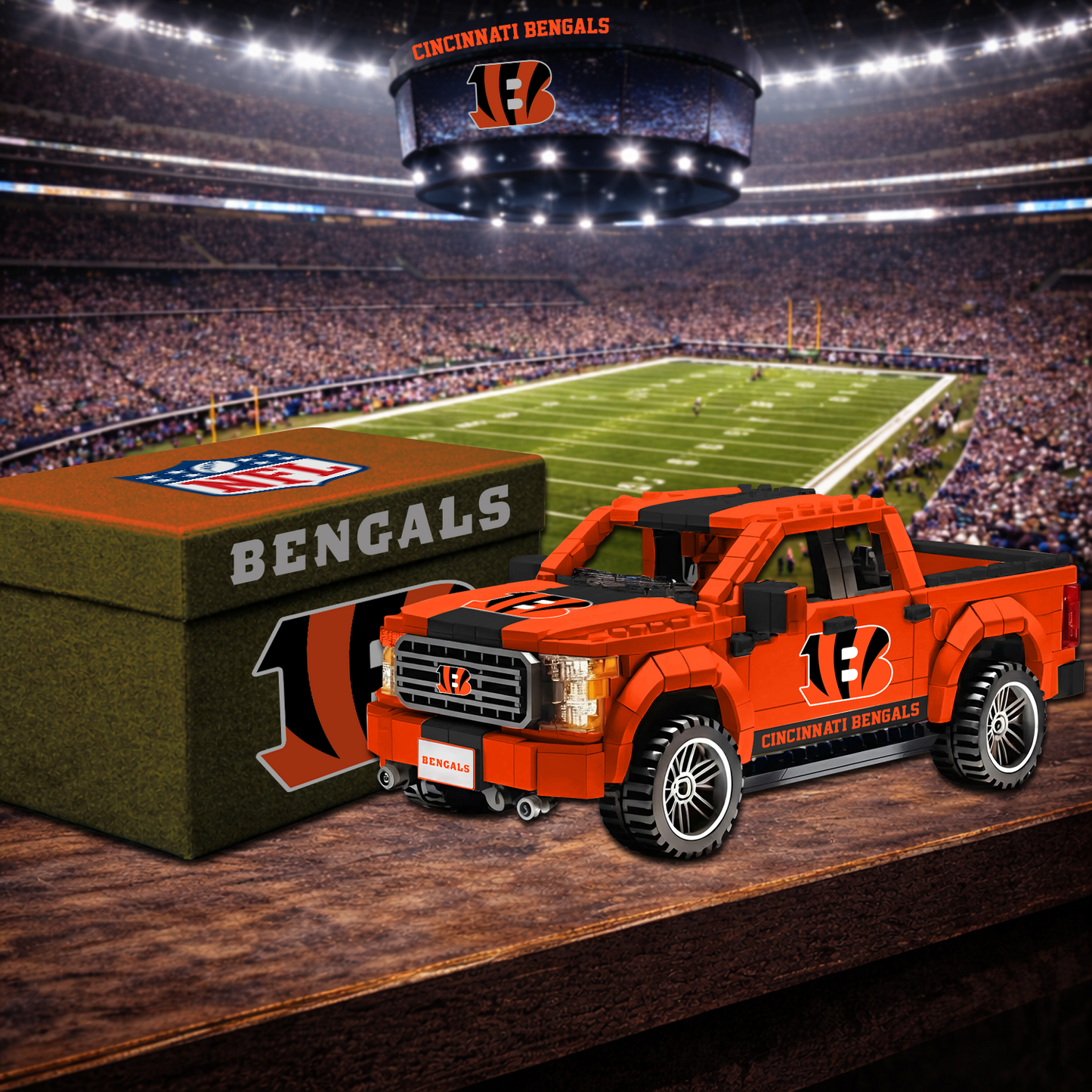 CIN X NFL Football-themed pickup truck building blocks 0703 NAK NHT