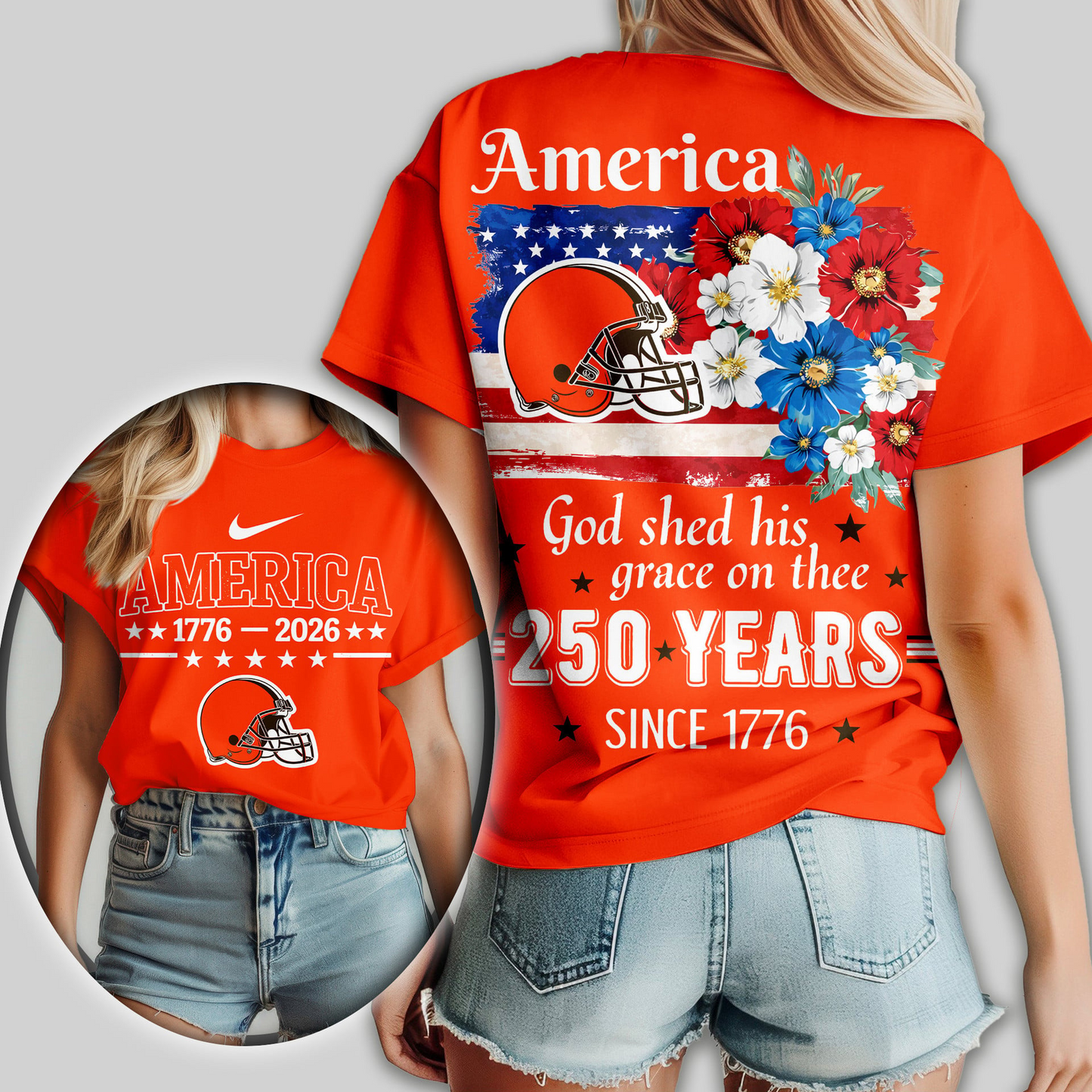 CLE Premium NFL America God Shed His Grace On Thee Women Shirt DDT NTL