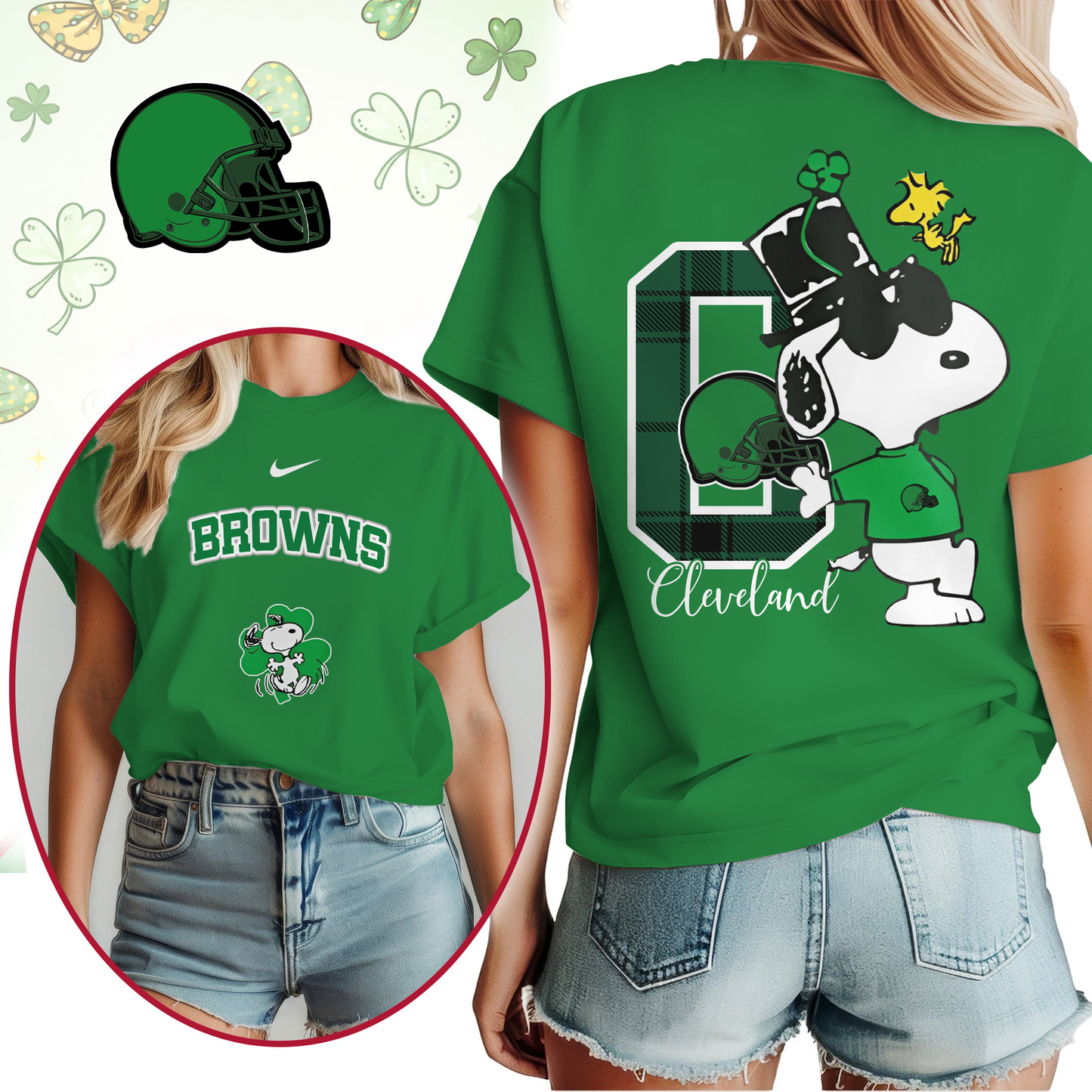 CLE Premium NFL Snoopy St. Patricks Day Shirt DDT NTL