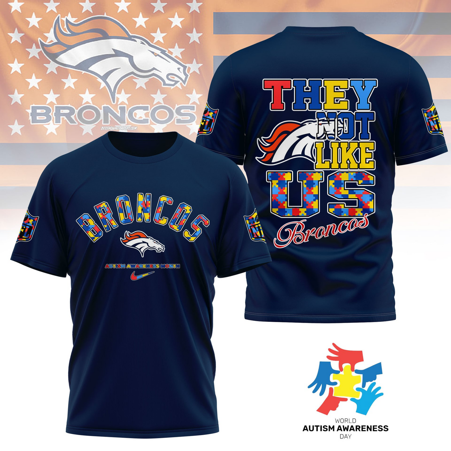 DB Premium NFL Autism Awareness Month 3D Shirt DDT NTL