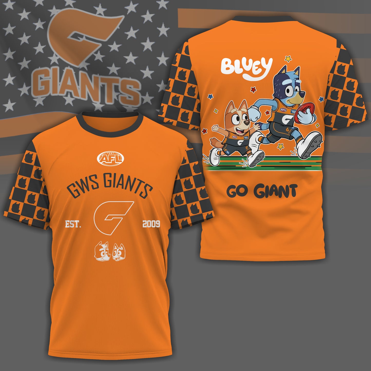 GG x AFL Premium Bluey 3D Shirt DDT TTTZ