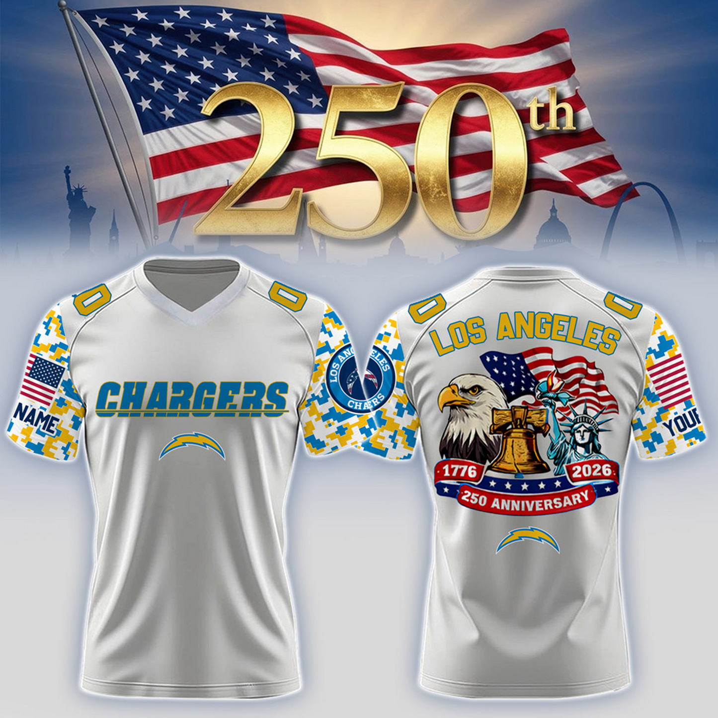LAC x 250th Years USA Anniversary-V-neck Short Sleeve Jersey DATND TANTD