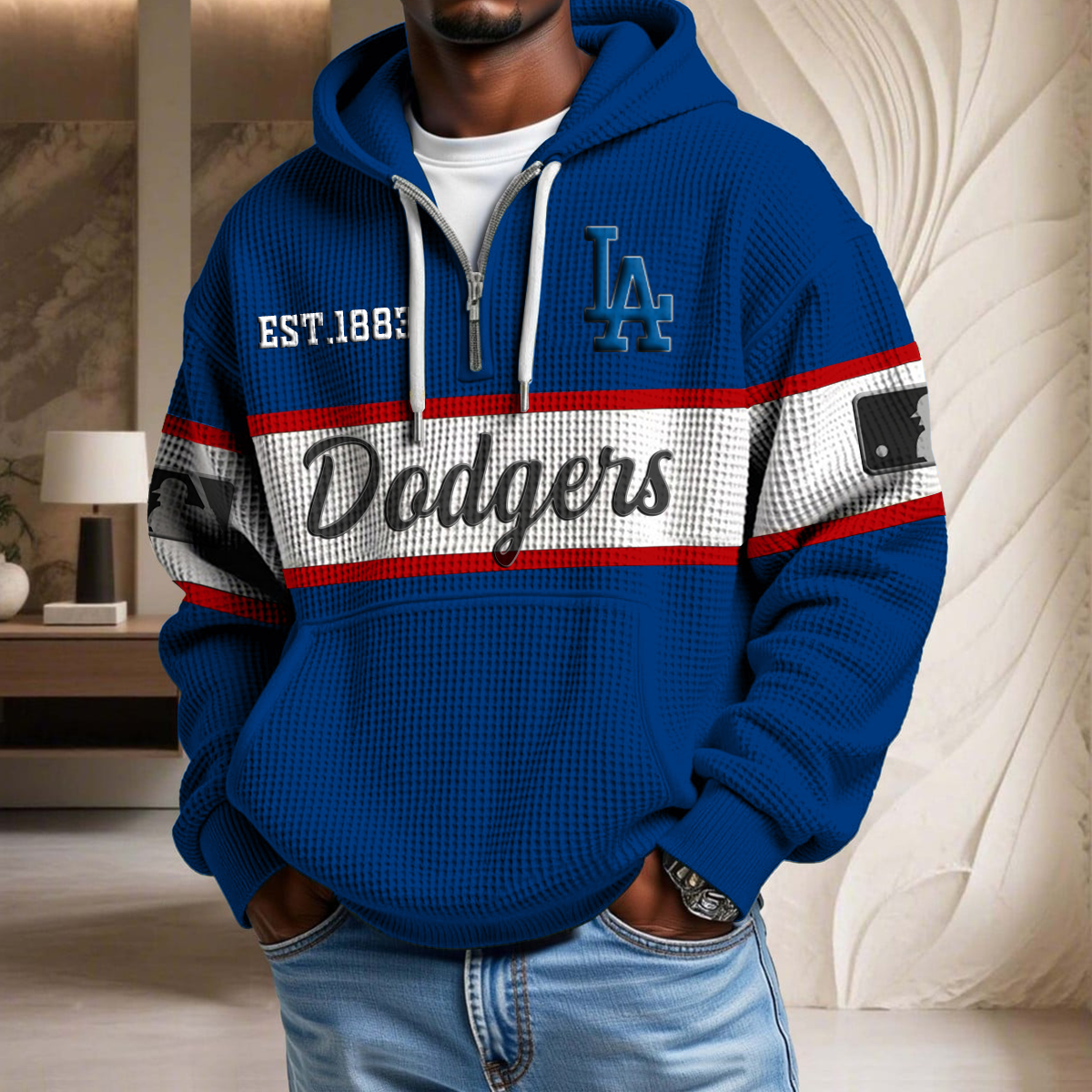 MLB x LAD EST Waffle Half Zip Hoodie HLP HLPHUONG