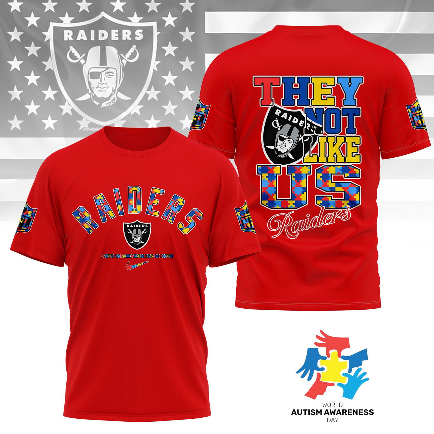 LVR Premium NFL Autism Awareness Month 3D Shirt DDT NTL