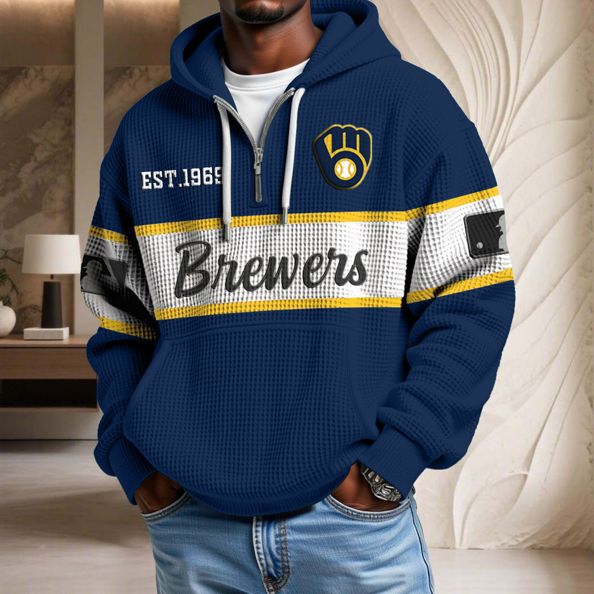 MLB x MB EST Waffle Half Zip Hoodie HLP HLPHUONG
