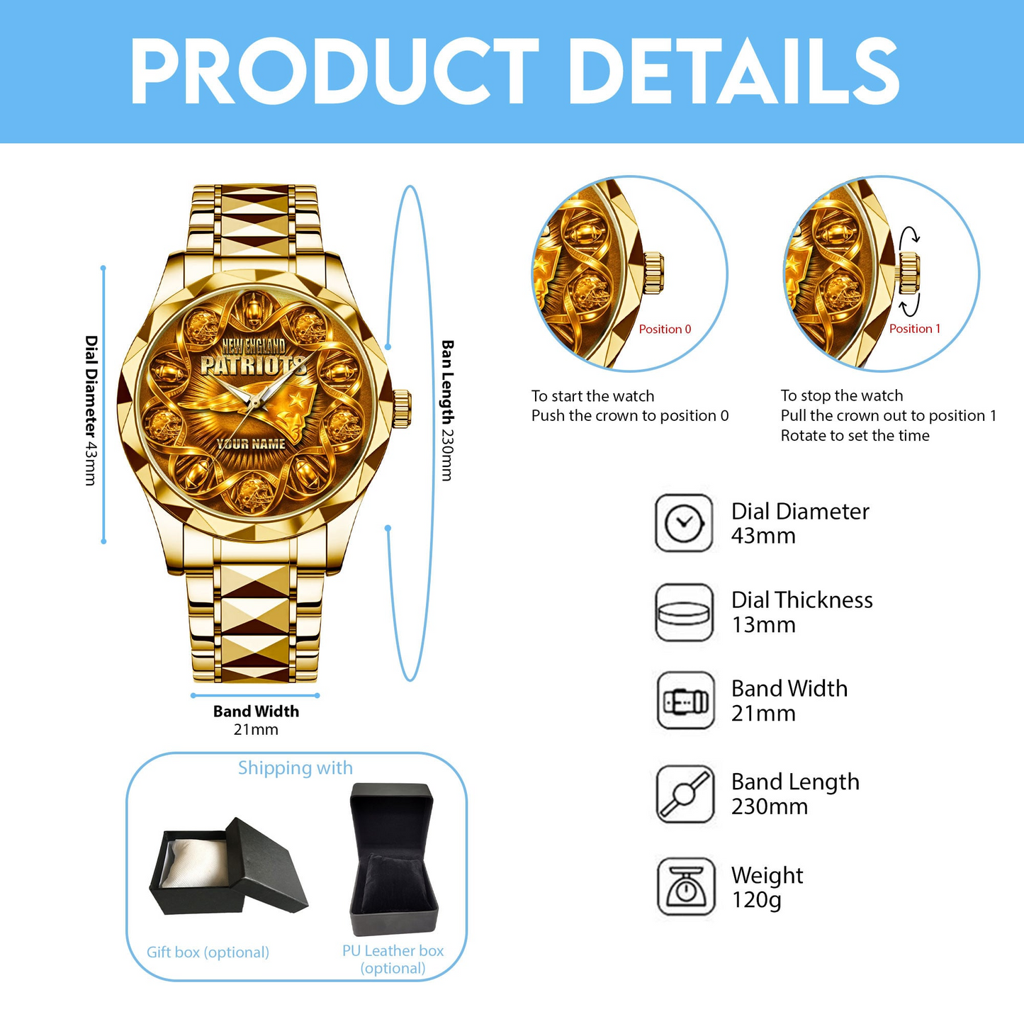 NEP Premium NFL It's In My DNA Stainless Steel Watch DDT NTL