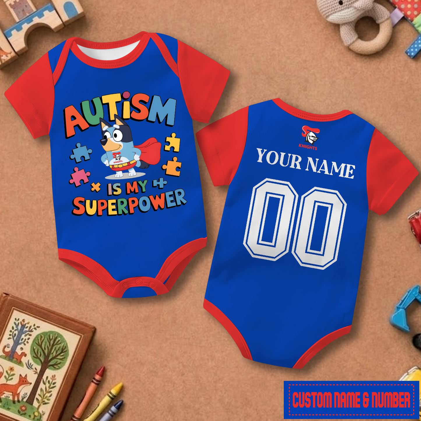 NEW x NRL Custom Name & Number Baby Romper DATND TANTD