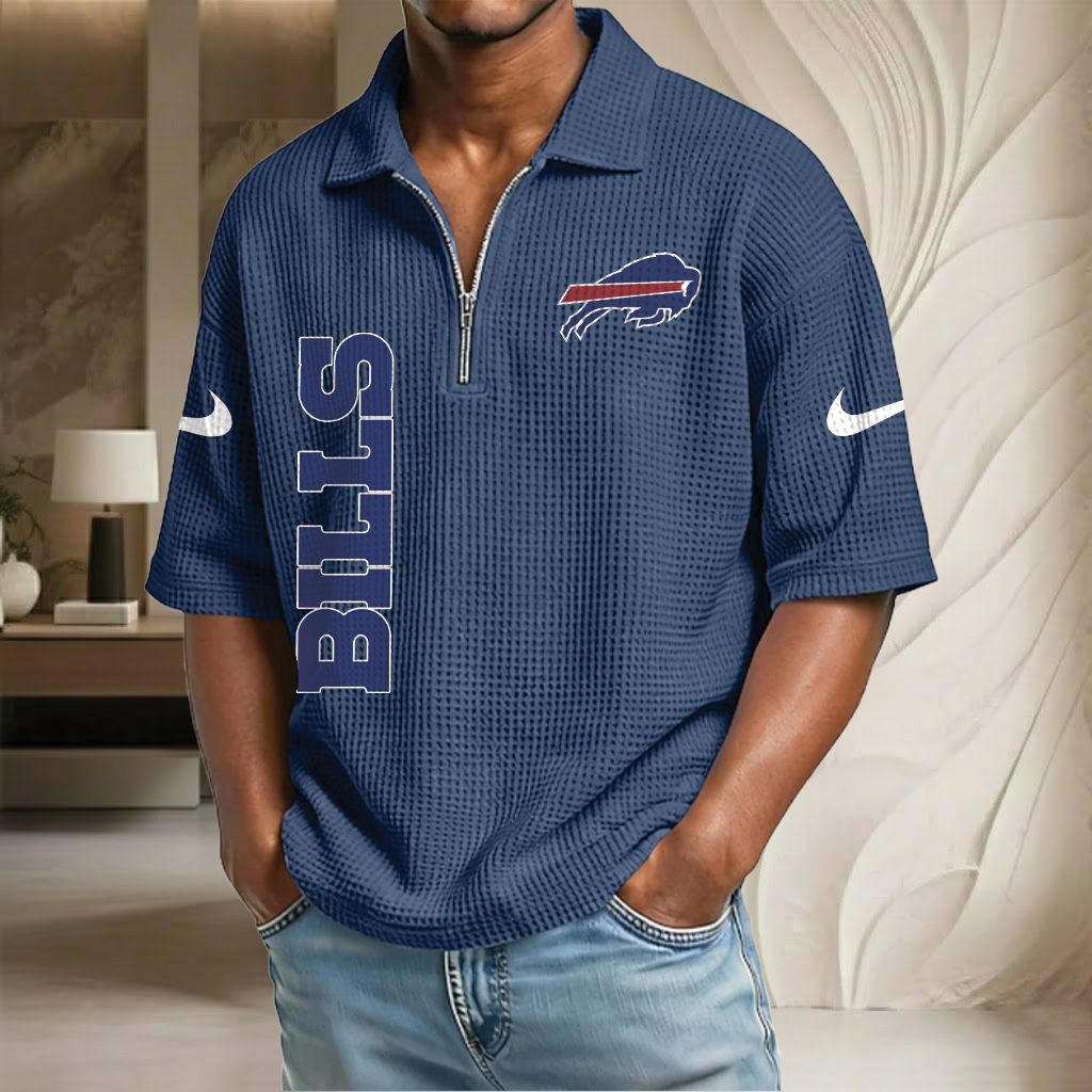 NFL x BUF Waffle Half-Zip Polo Shirt HLP 070326 HLPHUONG
