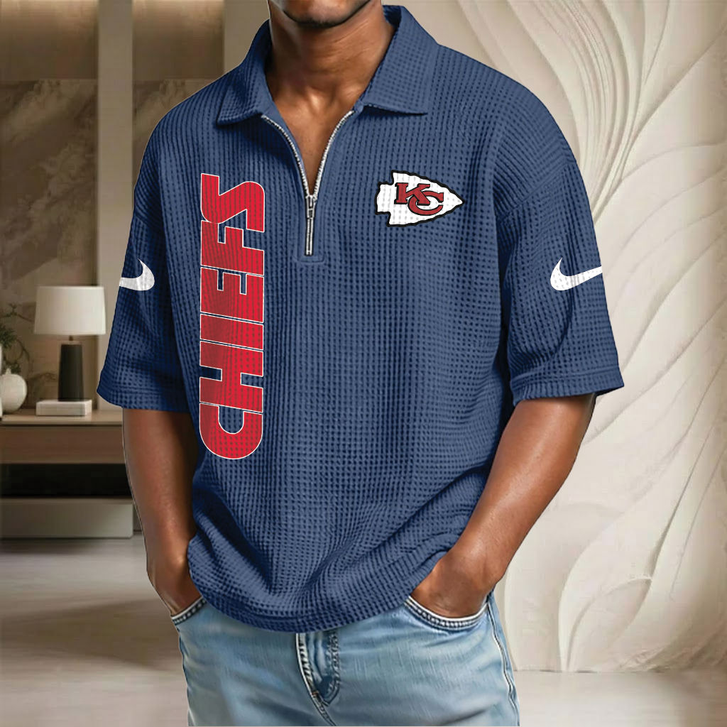 NFL x KC Waffle Half-Zip Polo Shirt HLP 070326 HLPHUONG