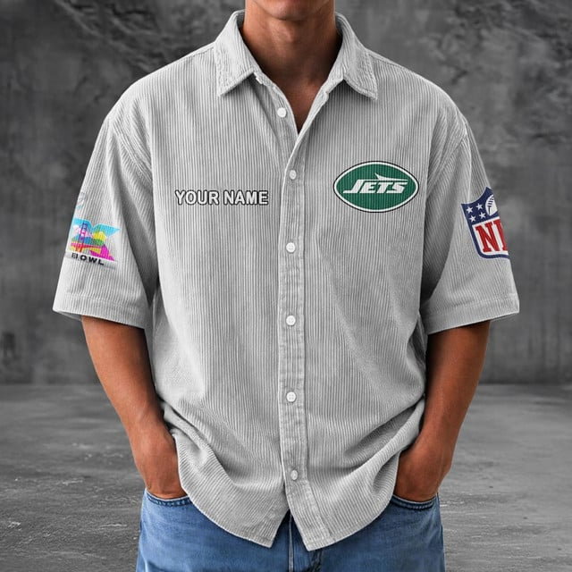 NYJ x NFL Men Seersucker Button Shirt DDT NTL