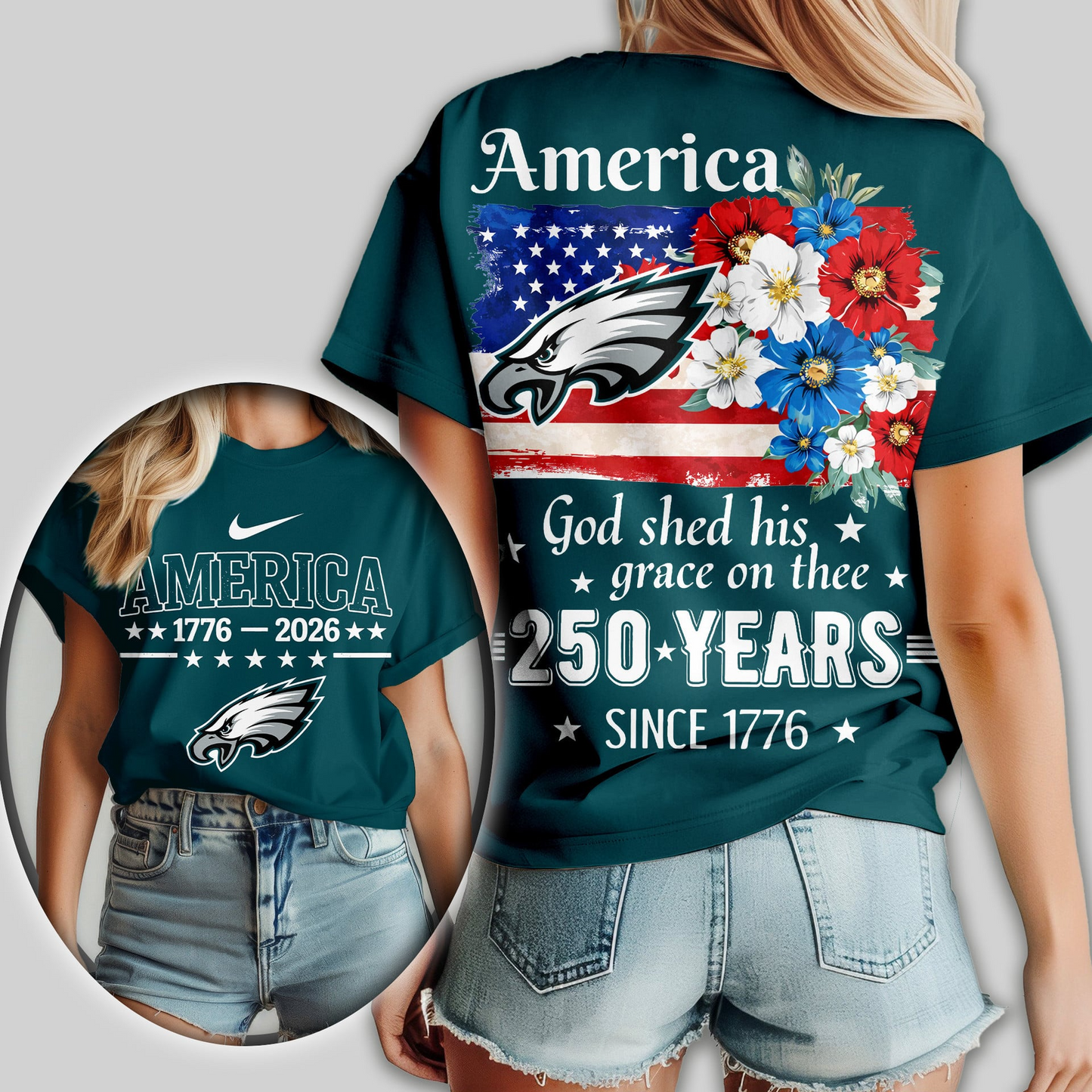 PE Premium NFL America God Shed His Grace On Thee Women Shirt DDT NTL