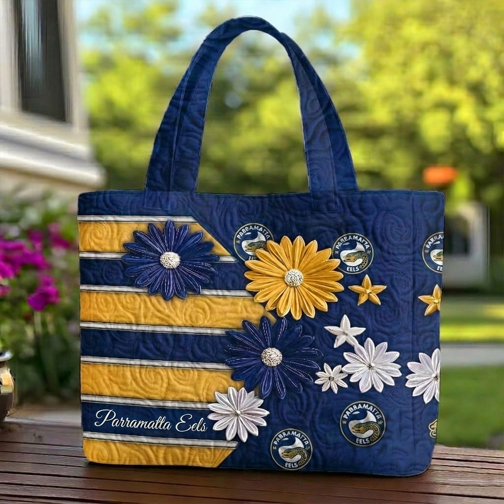 PE x NRL Flowers Quilted Tote Bag Custom Name Gifts For Fan DDT LBN