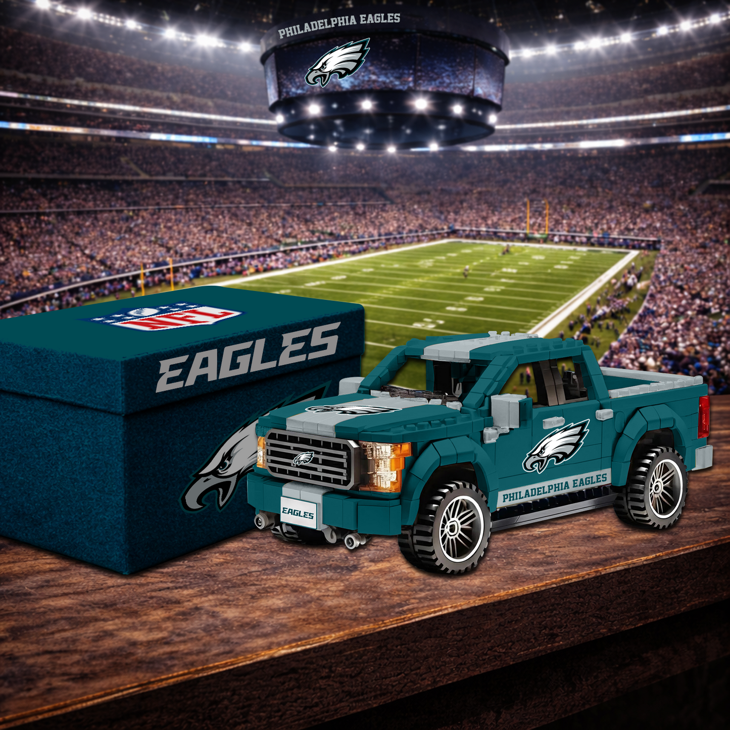 PHI X NFL Football-themed pickup truck building blocks 0703 NAK NHT