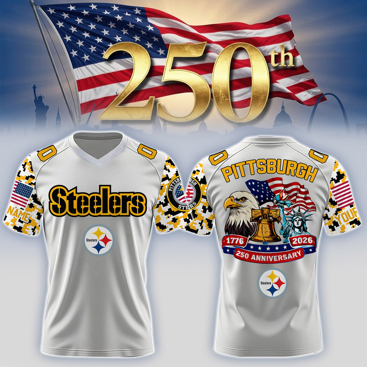 PIT x 250th Years USA Anniversary-V-neck Short Sleeve Jersey DATND TANTD