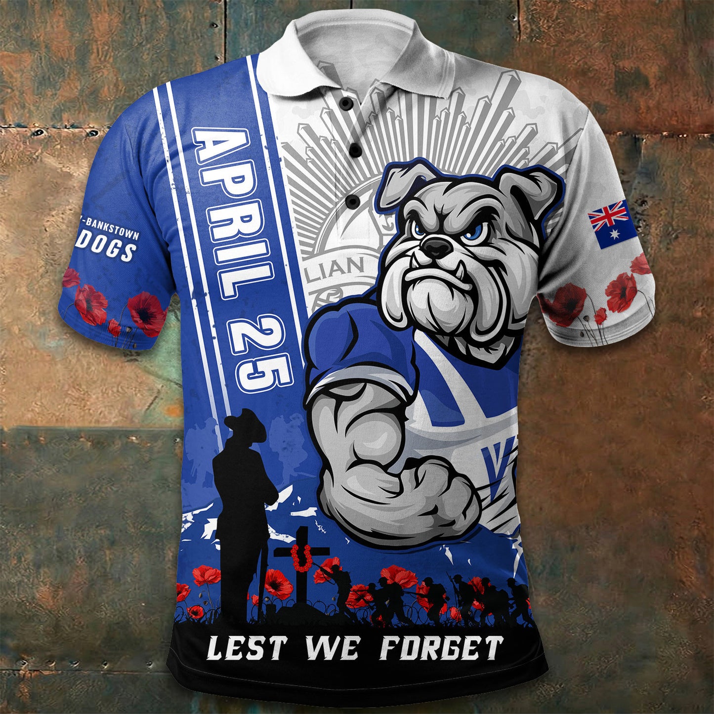 PREMIUM NRL X CB Polo Shirt Anzac Day Lest We Forget Strong Fighting NDT LVH