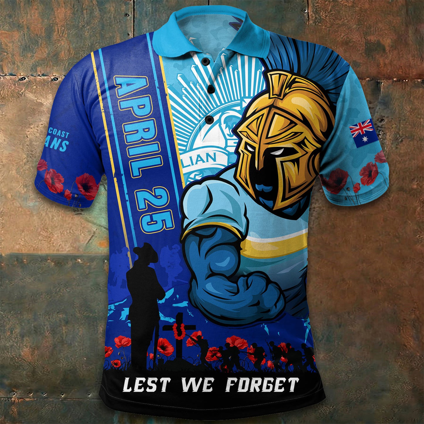 PREMIUM NRL X GCT Polo Shirt Anzac Day Lest We Forget Strong Fighting NDT LVH