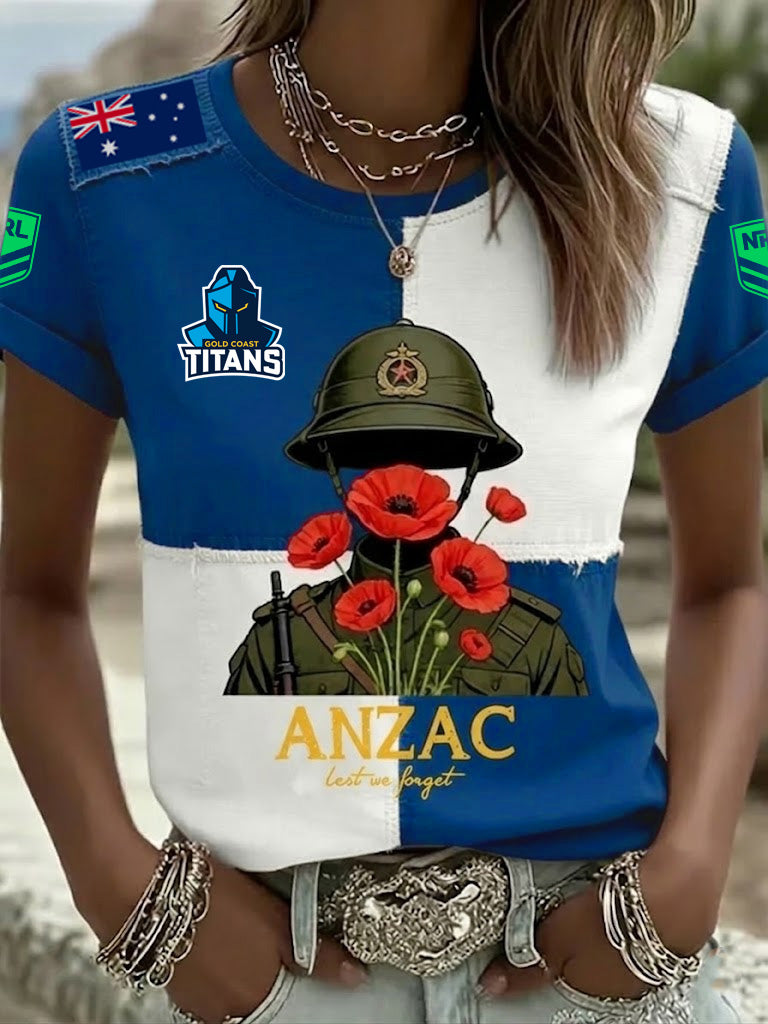 PREMIUM NRL X GCT Women's Australia Anzac Day Lest We Forget Short Sleeve Shirt NDT NTN 190326