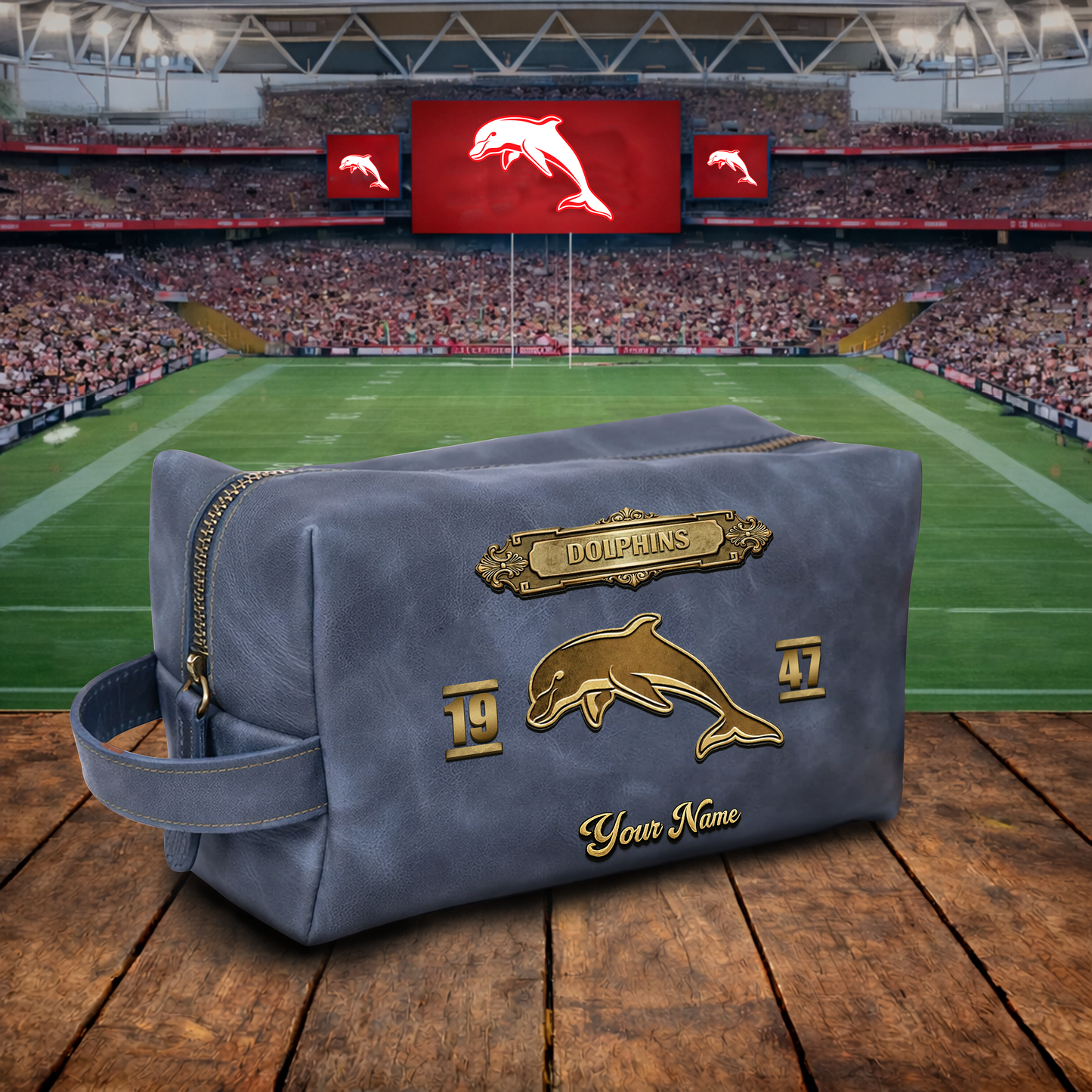 PREMIUM NRL X DOL 3D EMBOSSED LEATHER TOILETRY BAG Limited Edition NDT VHM