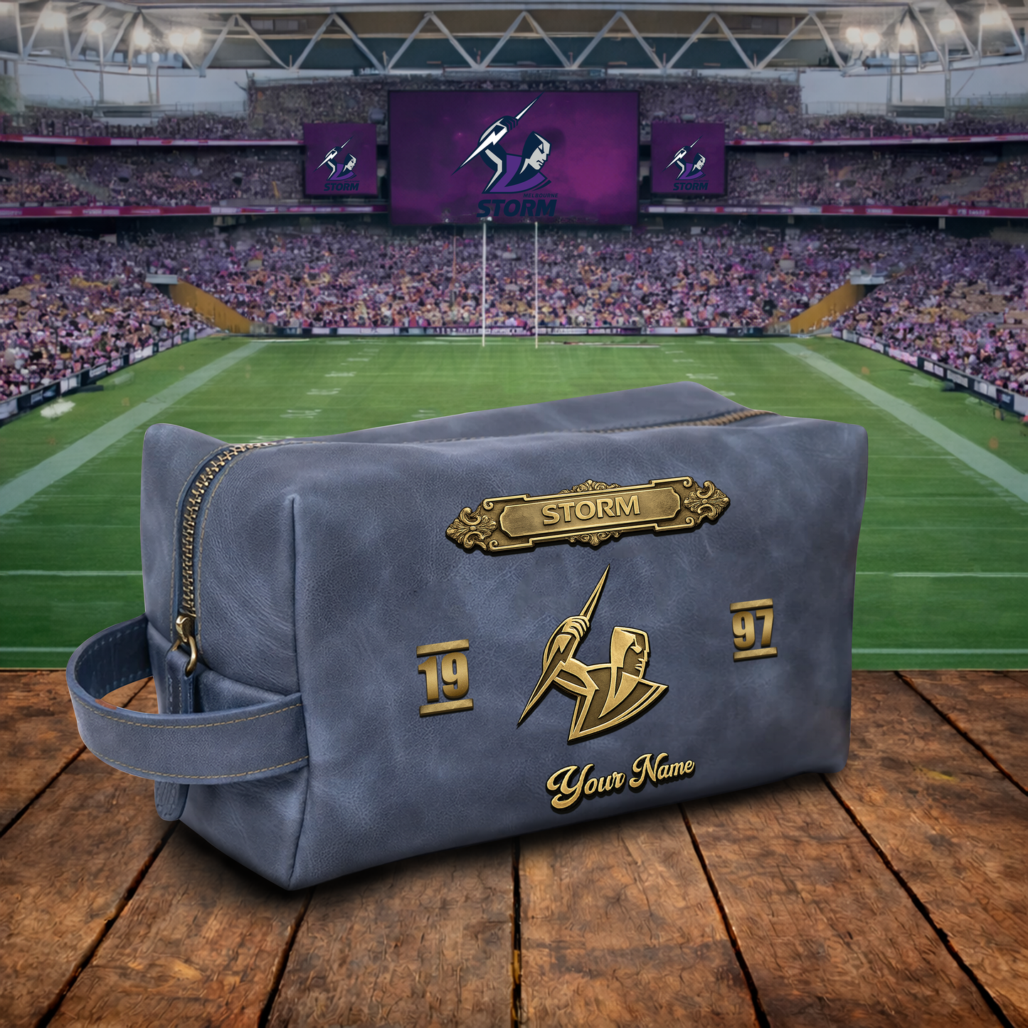 PREMIUM NRL X MS 3D EMBOSSED LEATHER TOILETRY BAG Limited Edition NDT VHM