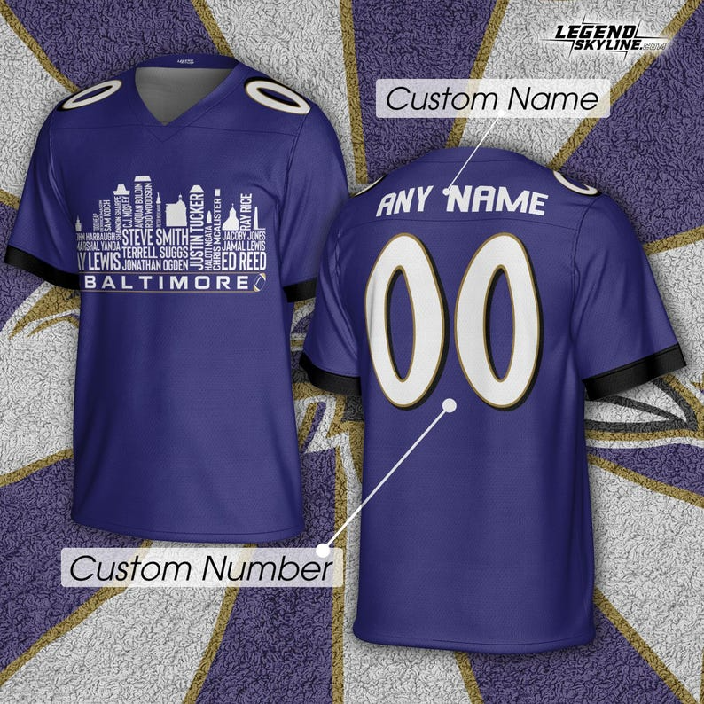 Personalized BR Football Jersey Greatest Of All Time Team Legends, City Skyline Shirt DDT CTND