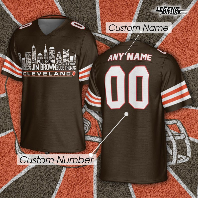 Personalized CLE Football Jersey Greatest Of All Time Team Legends, City Skyline Shirt DDT CTND