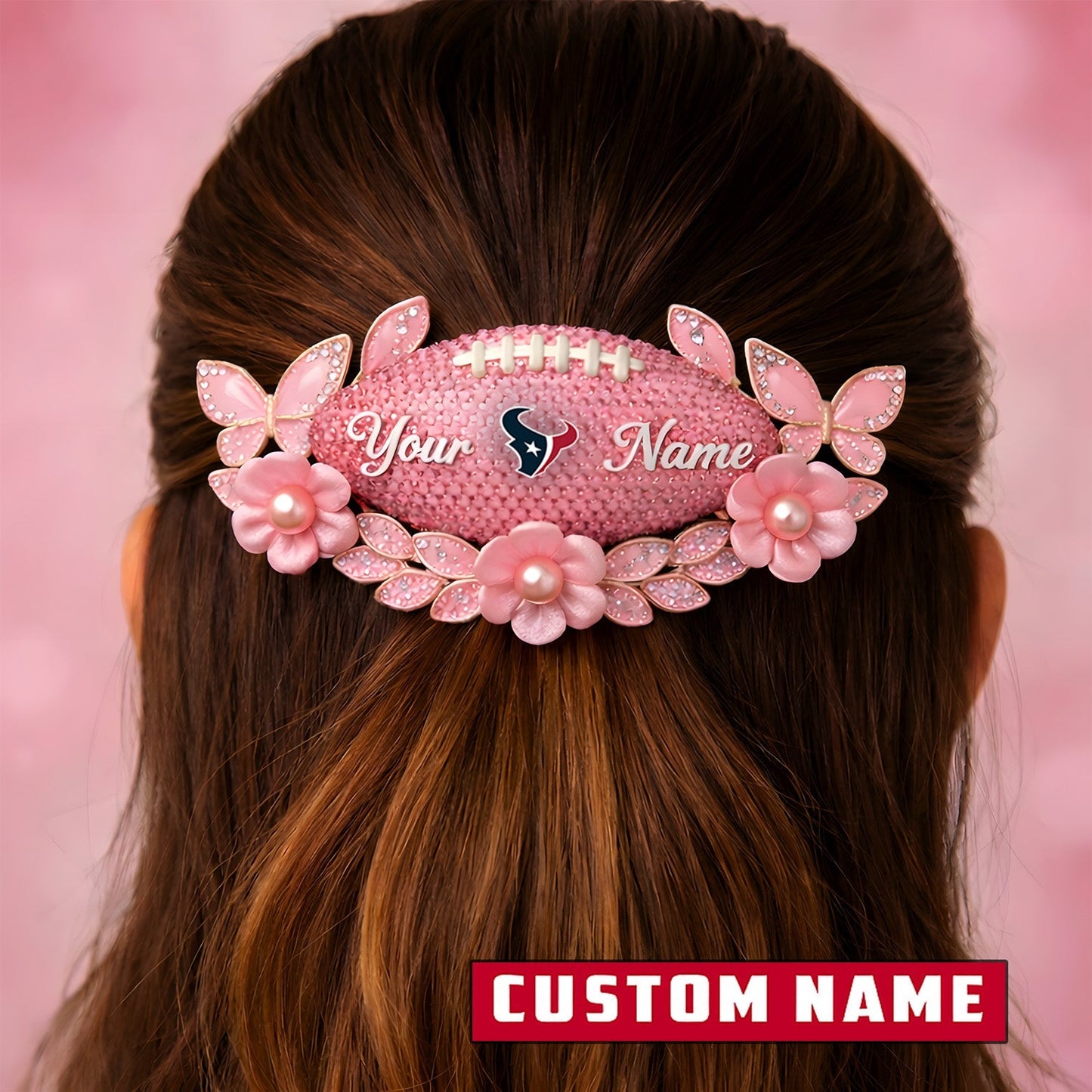 Premium NFL x Houston Texans Personalized Women's Hair Pin - Valentine Edition NDT LVH