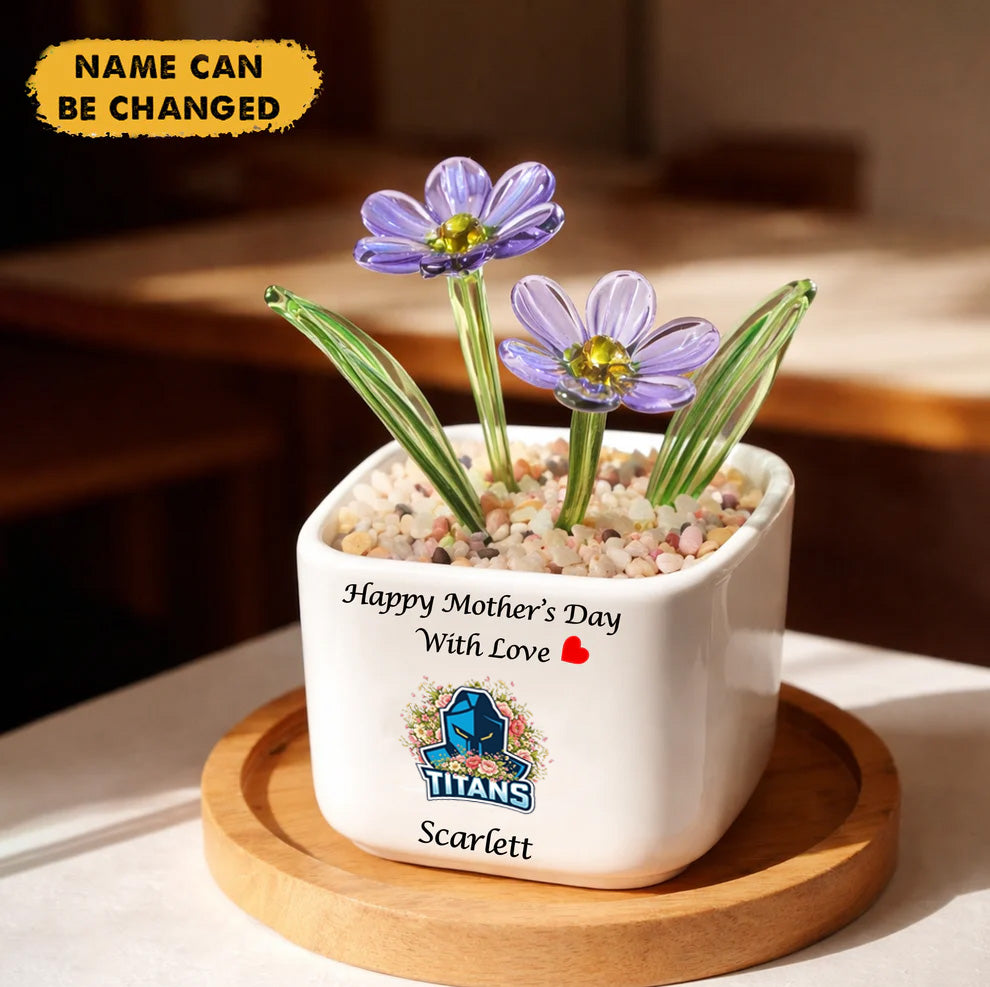 Premium NRL X GCT Birth Flowers Of April Glass Pot For Mother NDT NTN