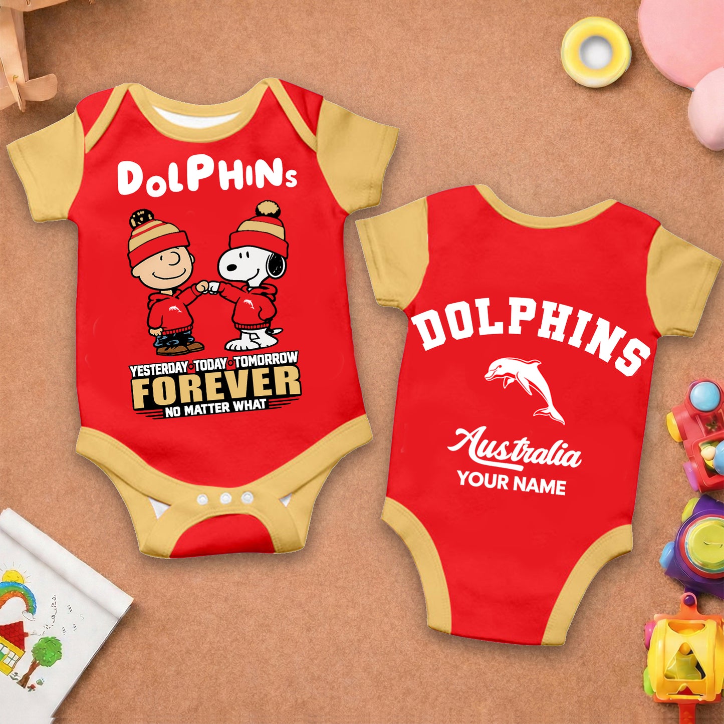 Premium NRL x DOL New Baby Romper Peanuts Custom Name For Kids NDT LVH 110326