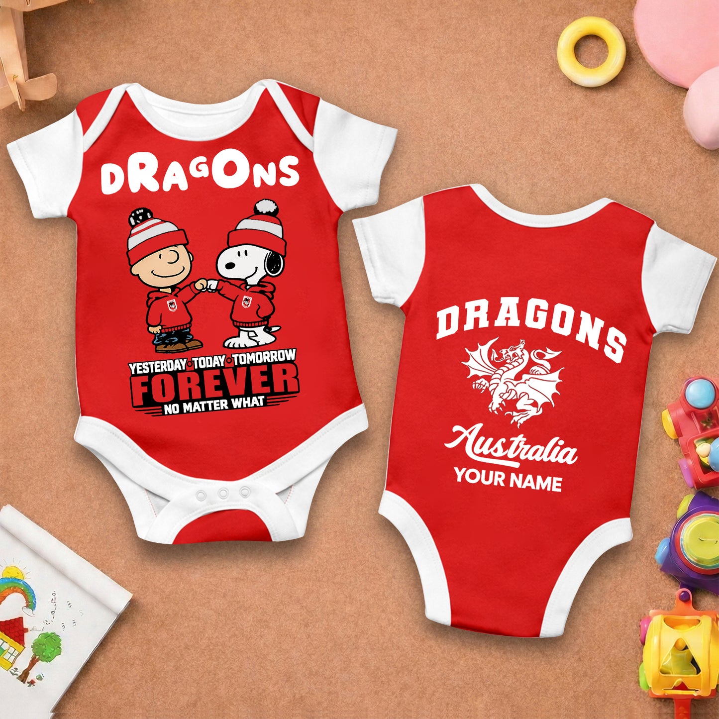 Premium NRL x SID New Baby Romper Peanuts Custom Name For Kids NDT LVH 110326