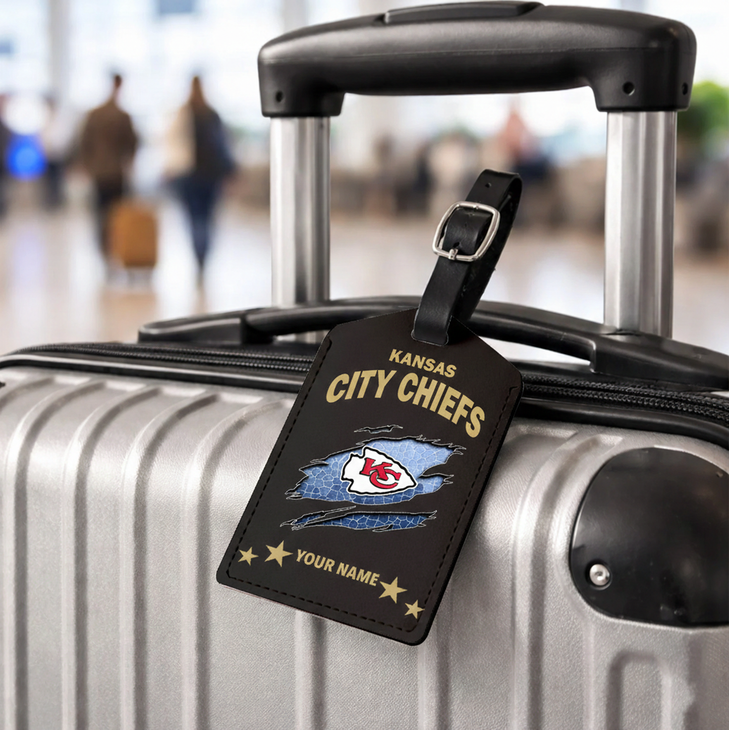 Premium NFL x KC Personalized Leather Luggage Tag NDT VHM 170126