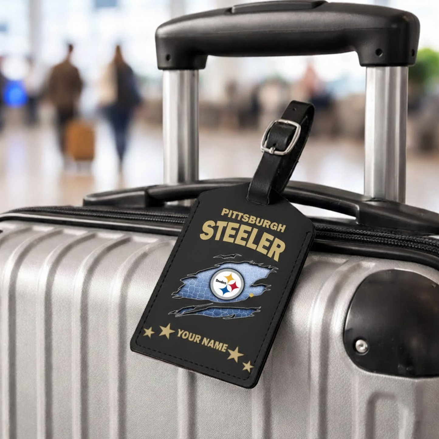 Premium NFL x PIT Personalized Leather Luggage Tag NDT VHM 170126