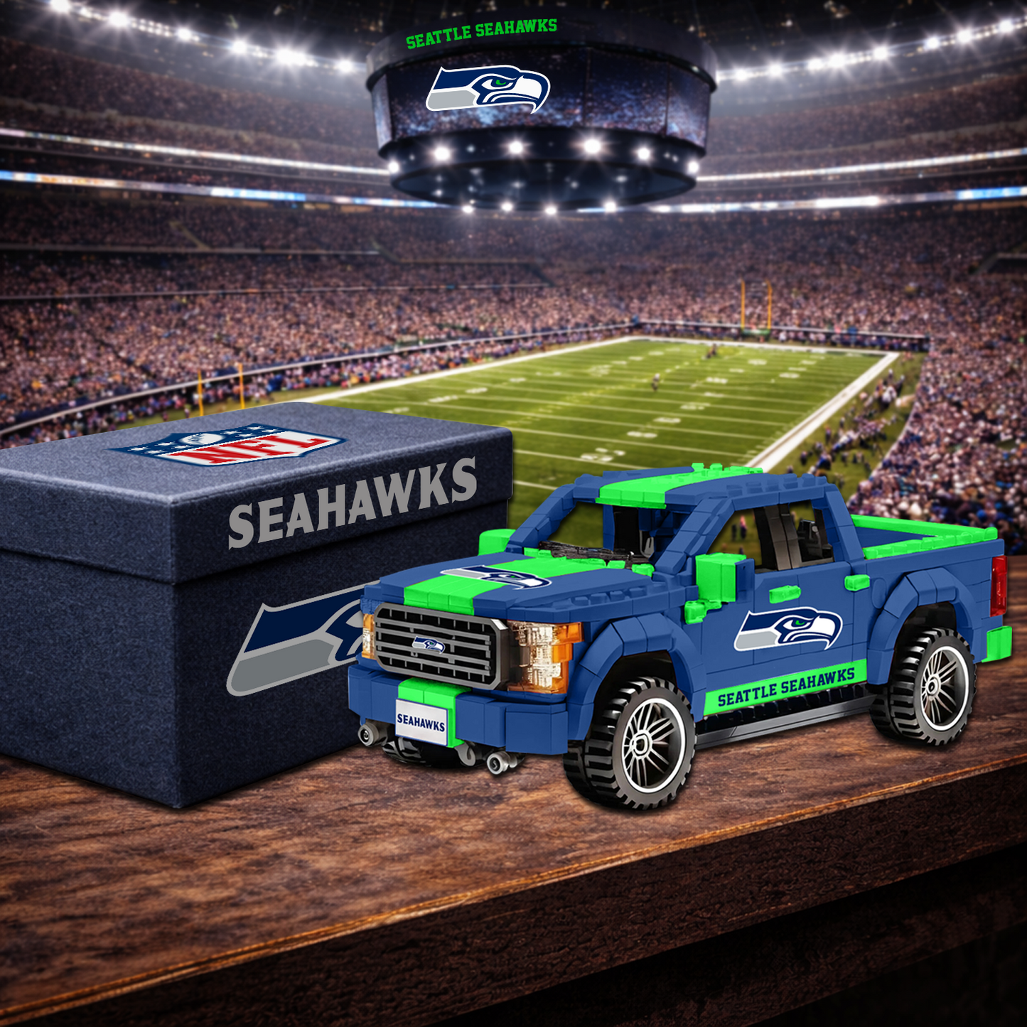 SEA X NFL Football-themed pickup truck building blocks 0703 NAK NHT