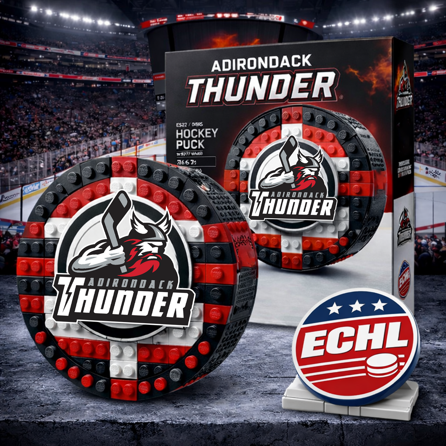 ADT x ECHL Hockey Puck Building Block Set NAK NHT
