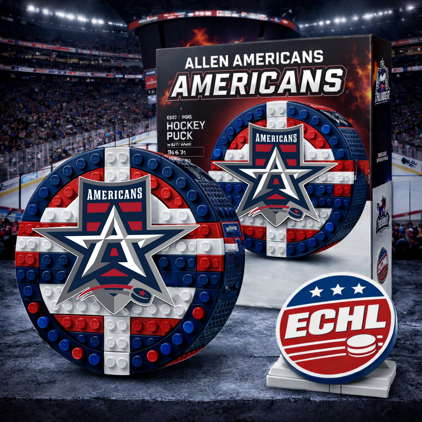ALN x ECHL Hockey Puck Building Block Set NAK NHT