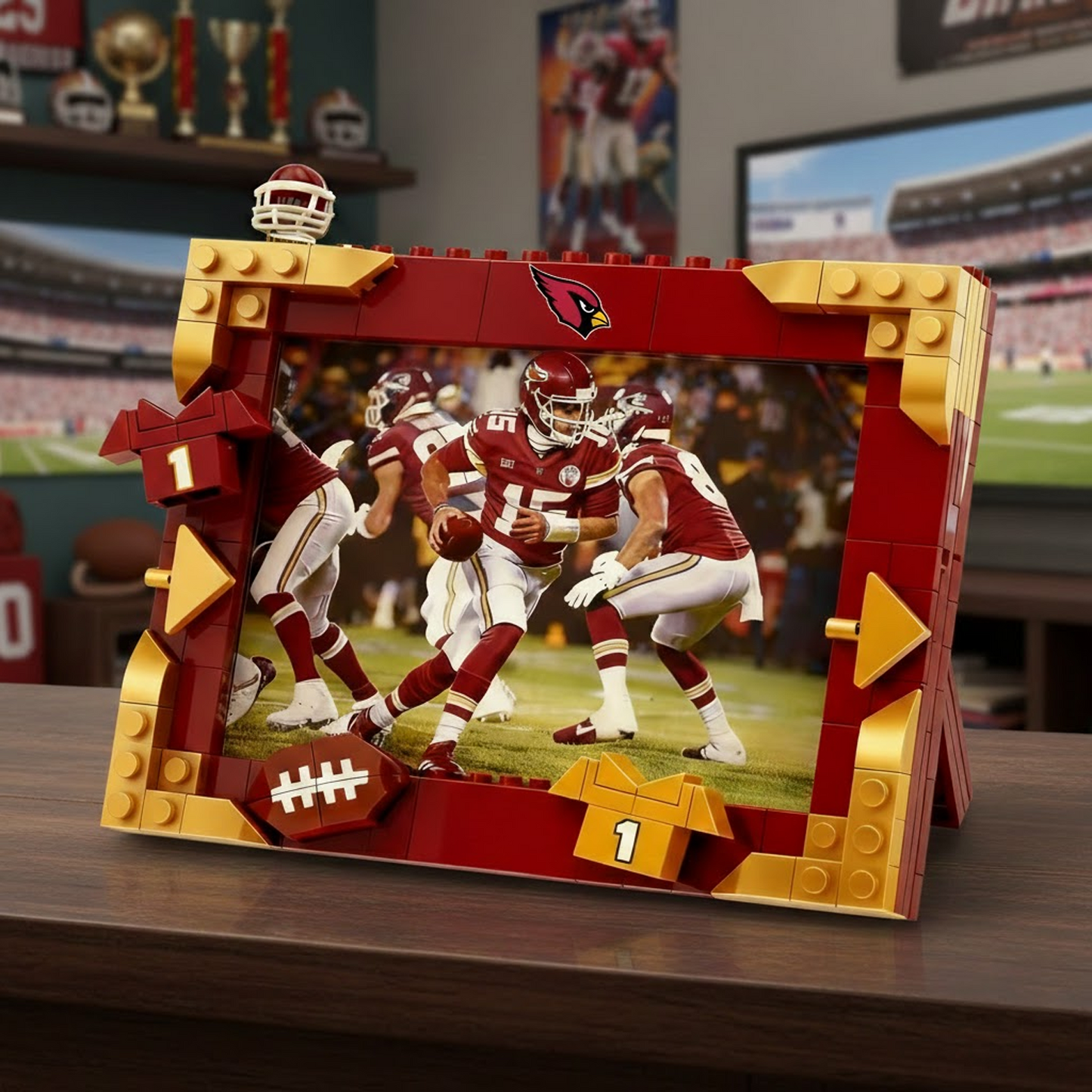 ARI X NFL Football Photo Frame Building Set Compatible Display Gift For Fans NAK NHT