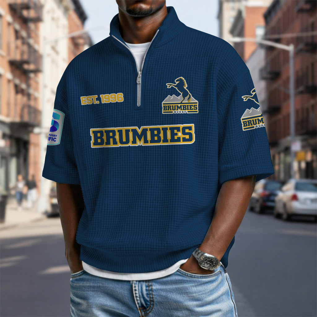 BRU x SRP Waffle Short Sleeved Polo Shirt DDT NTL