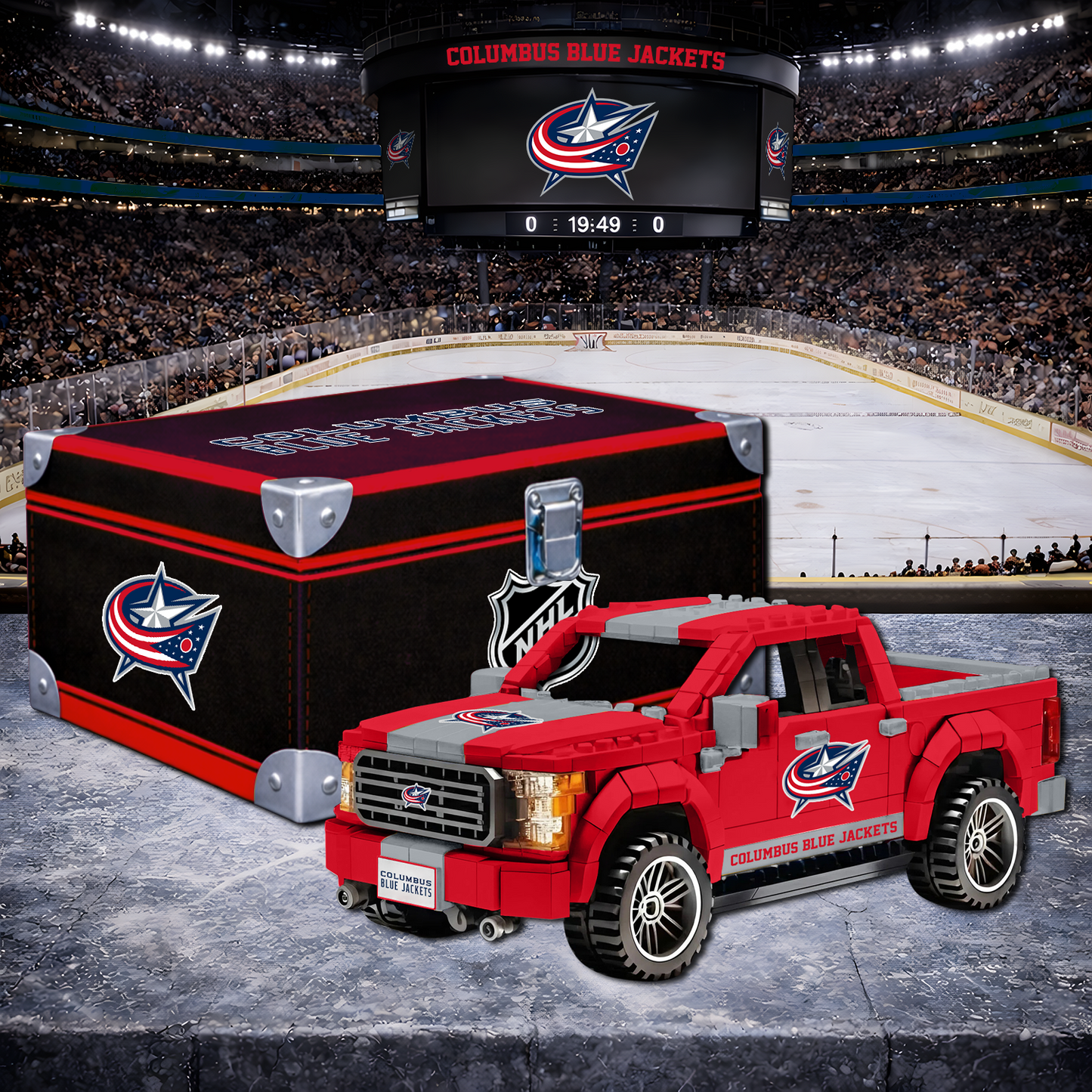CBJ X NHL LEGO Toy Truck Set with Collectible Case NAK NHT