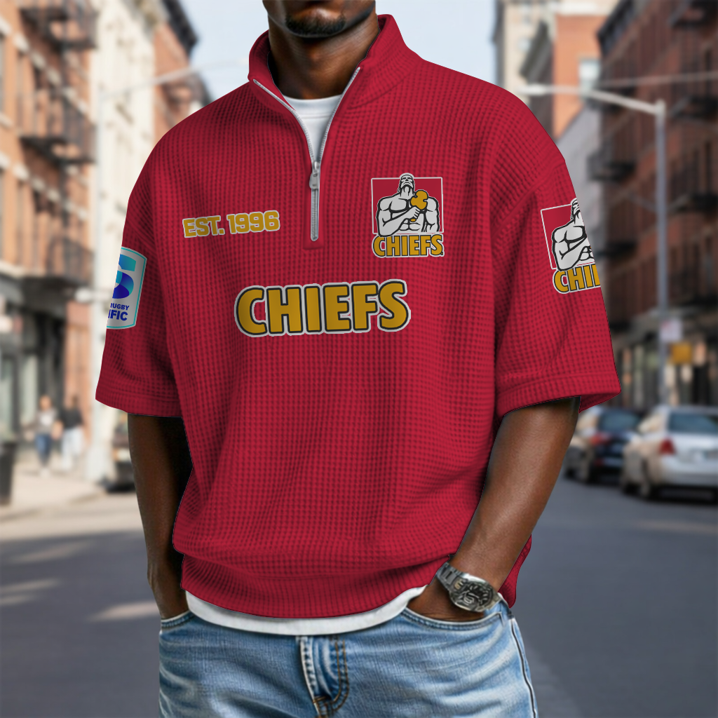 CHI x SRP Waffle Short Sleeved Polo Shirt DDT NTL
