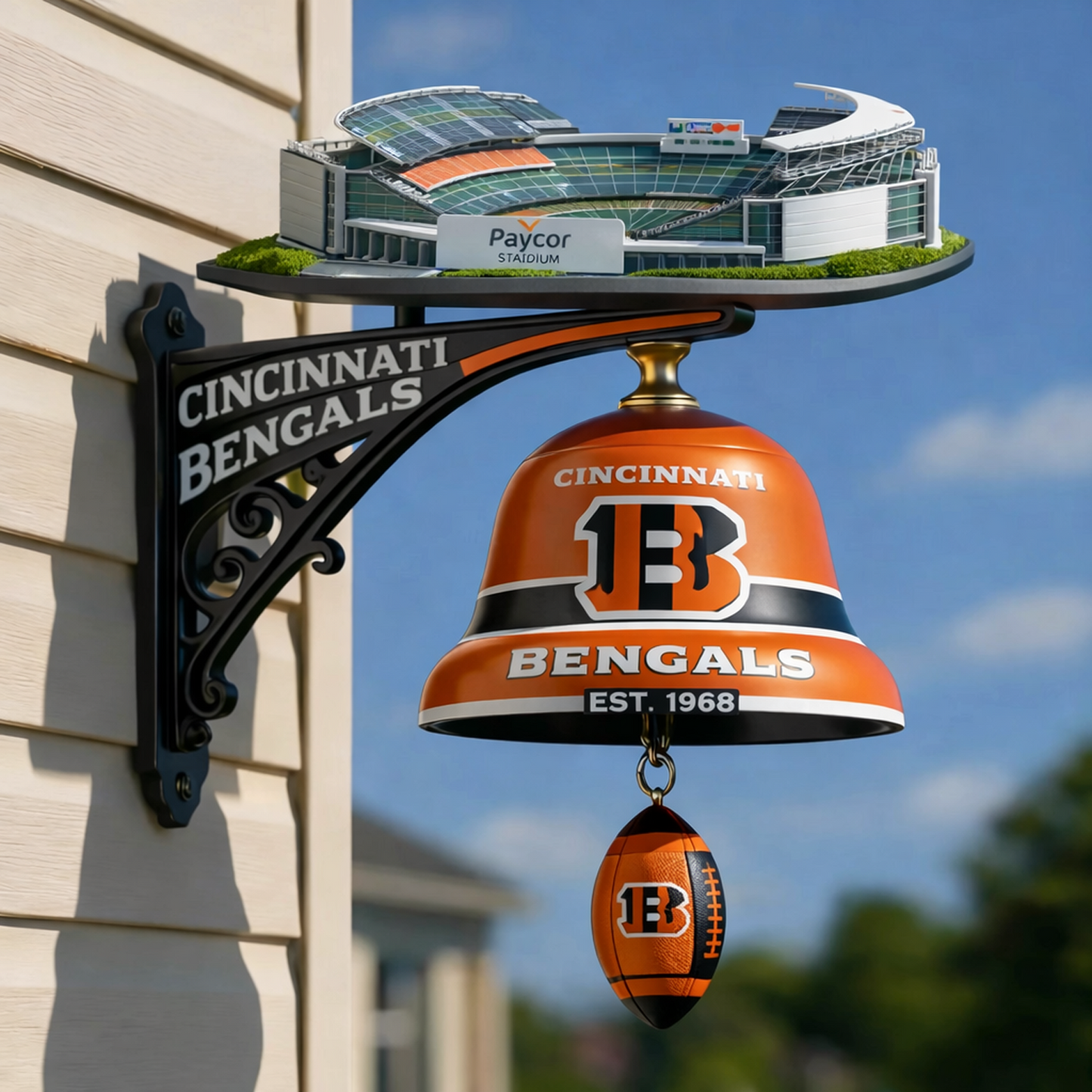 CIN X NFL Football Team Home Stadium-Themed Vintage Wall-Mounted Doorbell NAK NHT