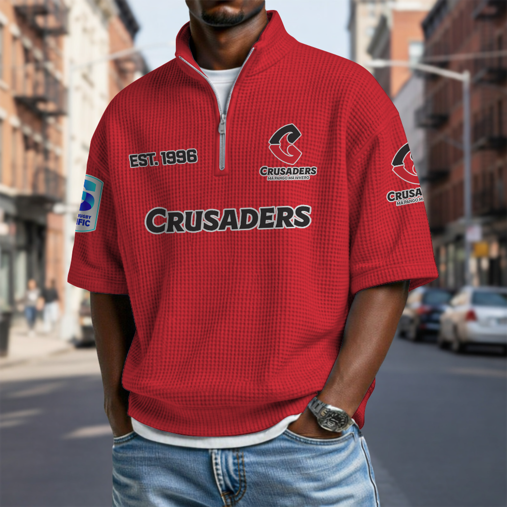 CRU x SRP Waffle Short Sleeved Polo Shirt DDT NTL