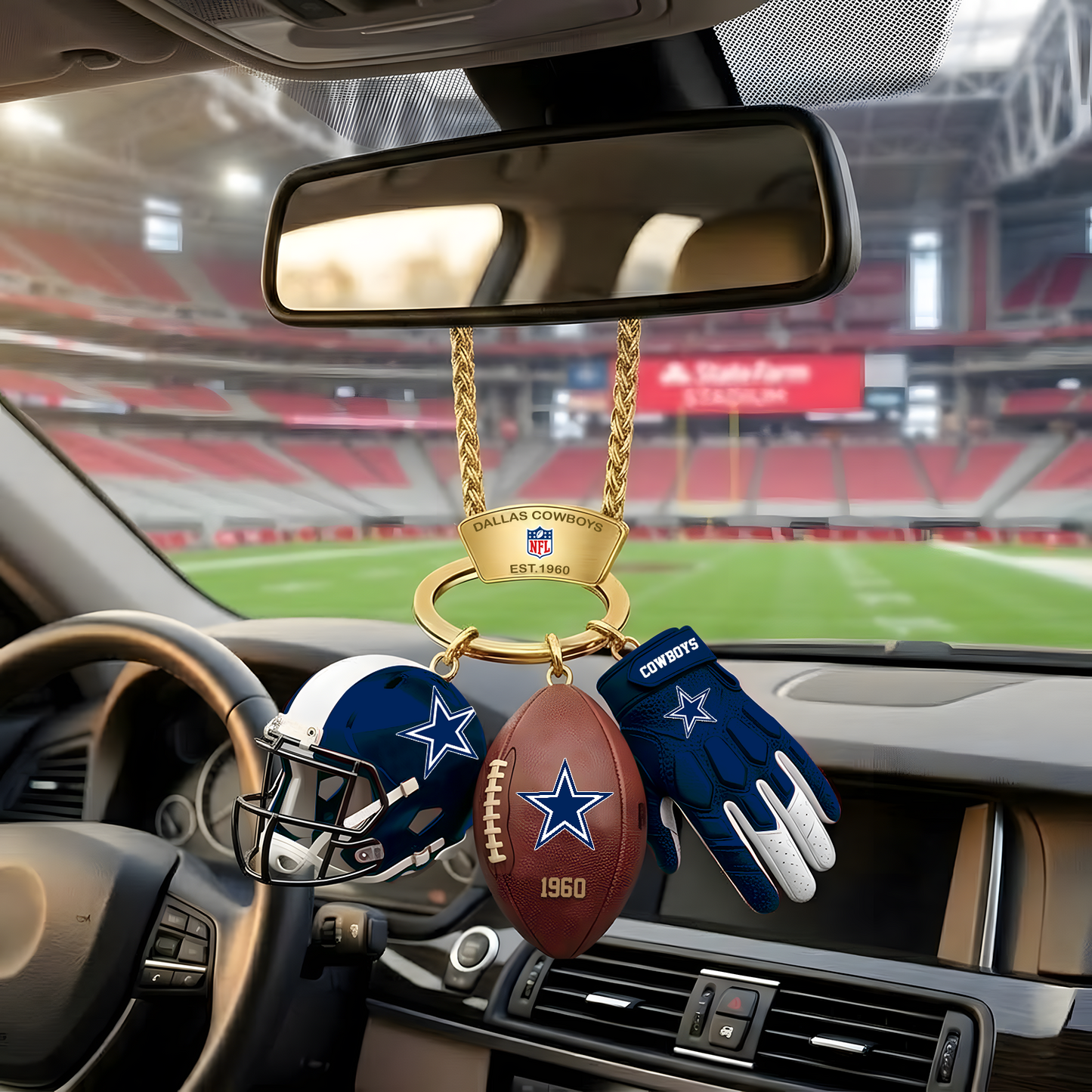 DAL X NFL Helmet and Football Car Ornament NAK NHT