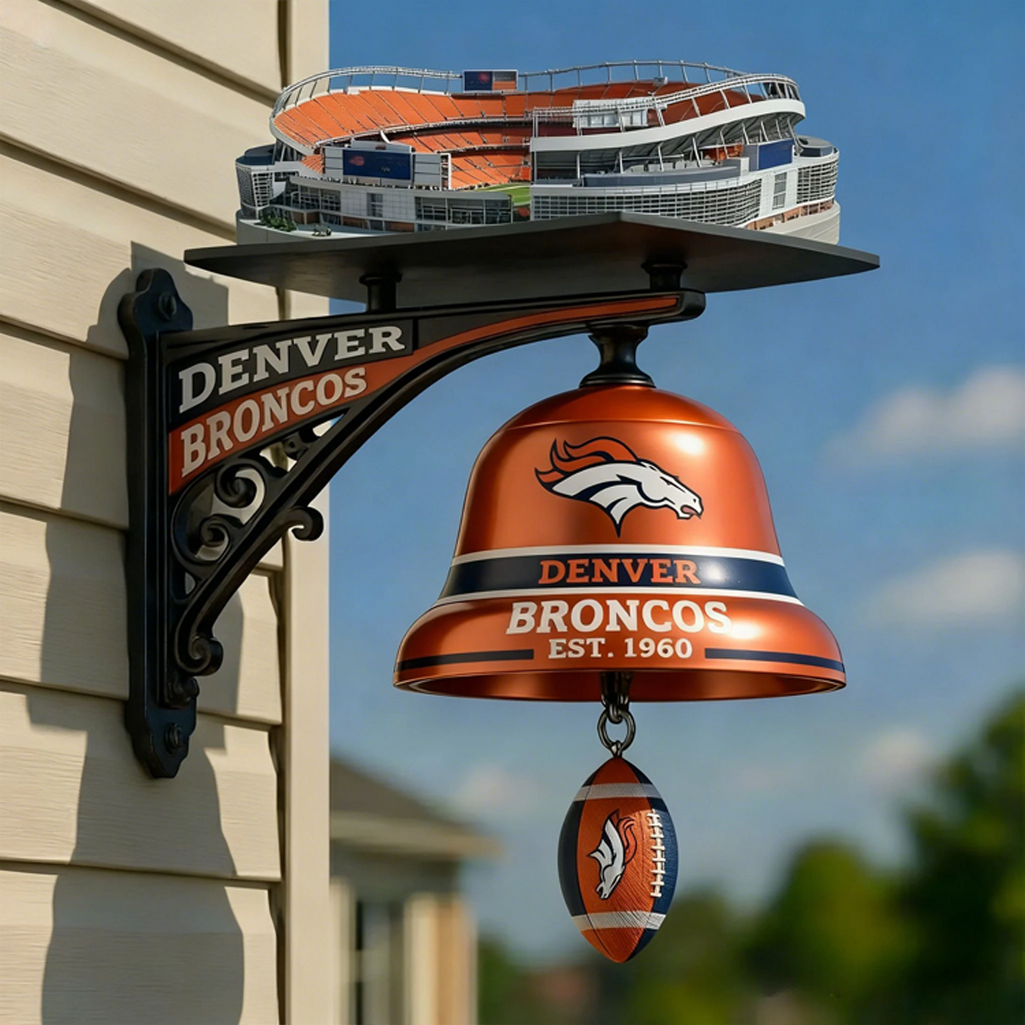 DEN X NFL Football Team Home Stadium-Themed Vintage Wall-Mounted Doorbell NAK NHT