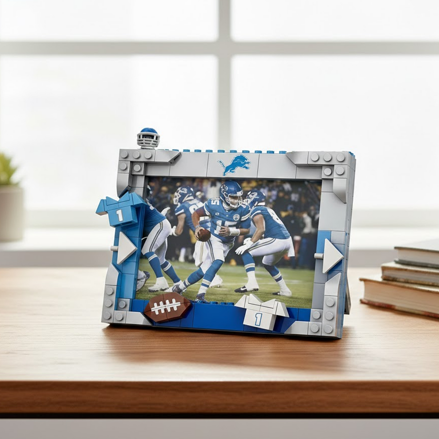 DET X NFL Football Photo Frame Building Set Compatible Display Gift For Fans NAK NHT