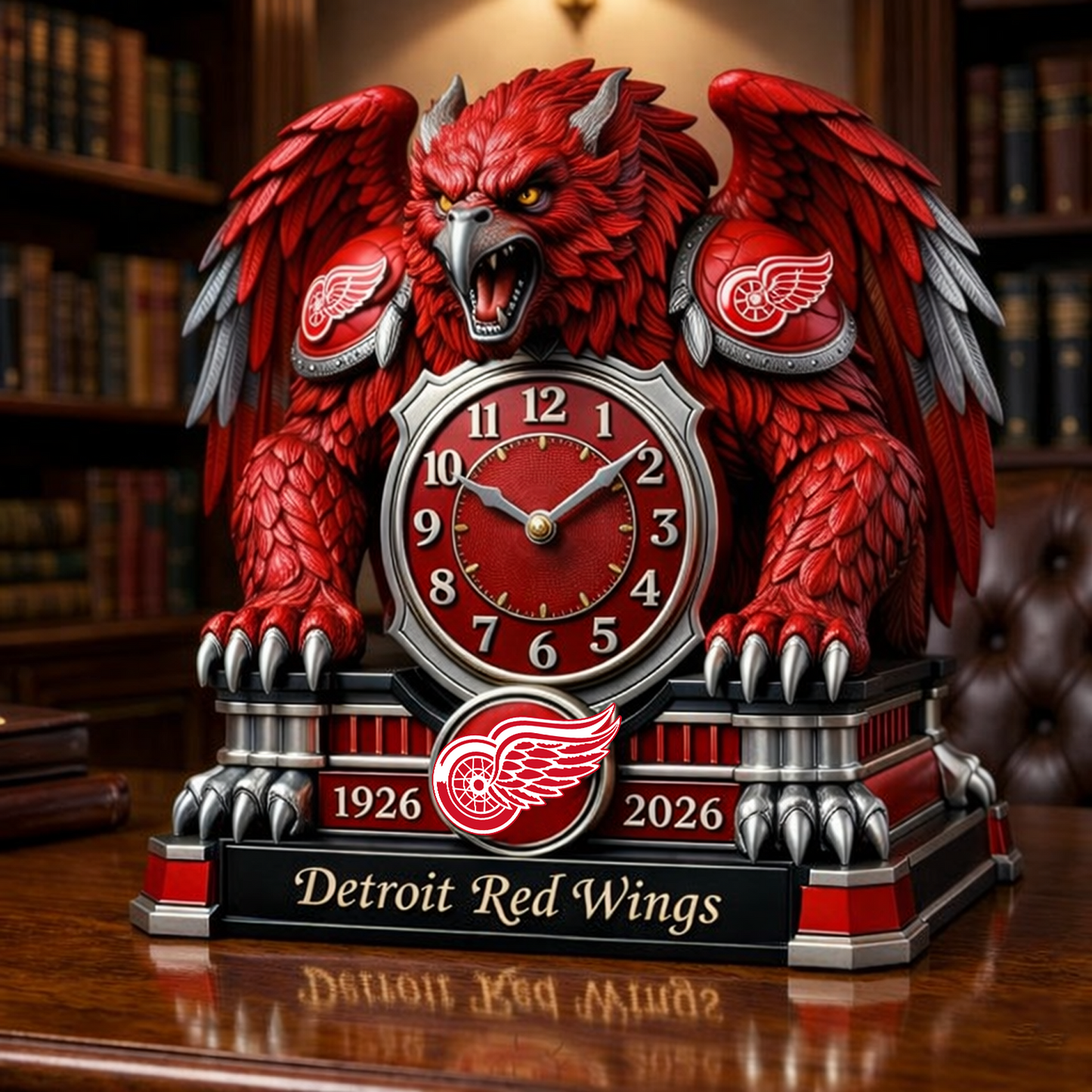 DET x NHL Display clock featuring the hockey mascot NAK NHT