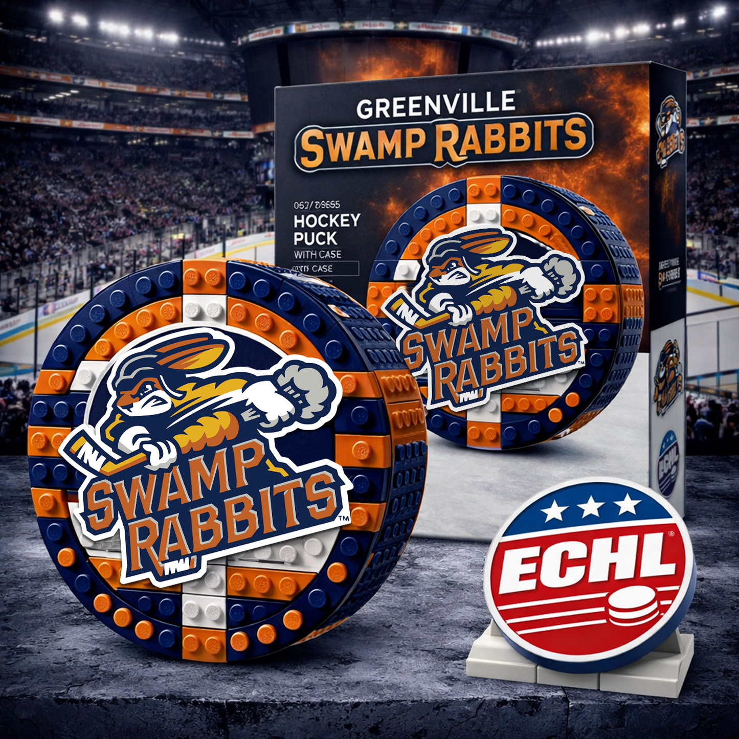 GVL x ECHL Hockey Puck Building Block Set NAK NHT