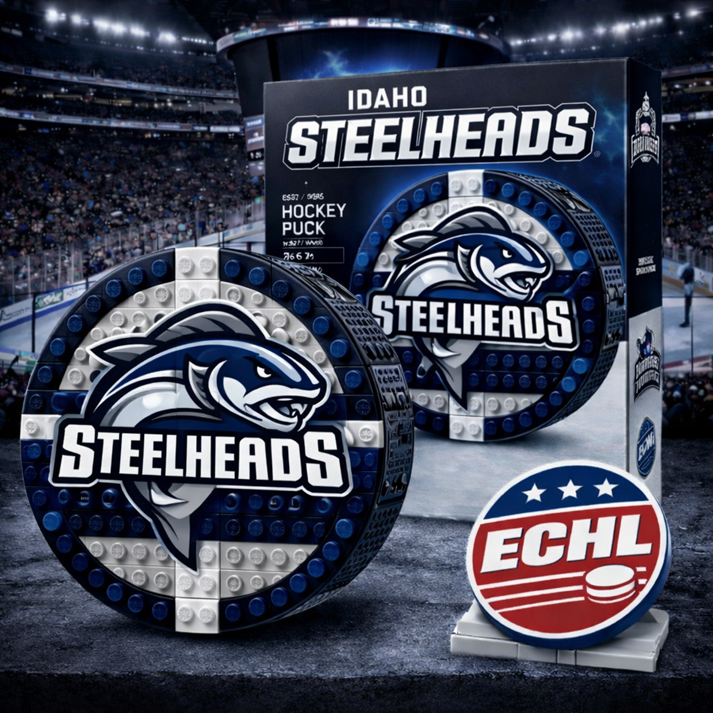IDA x ECHL Hockey Puck Building Block Set NAK NHT