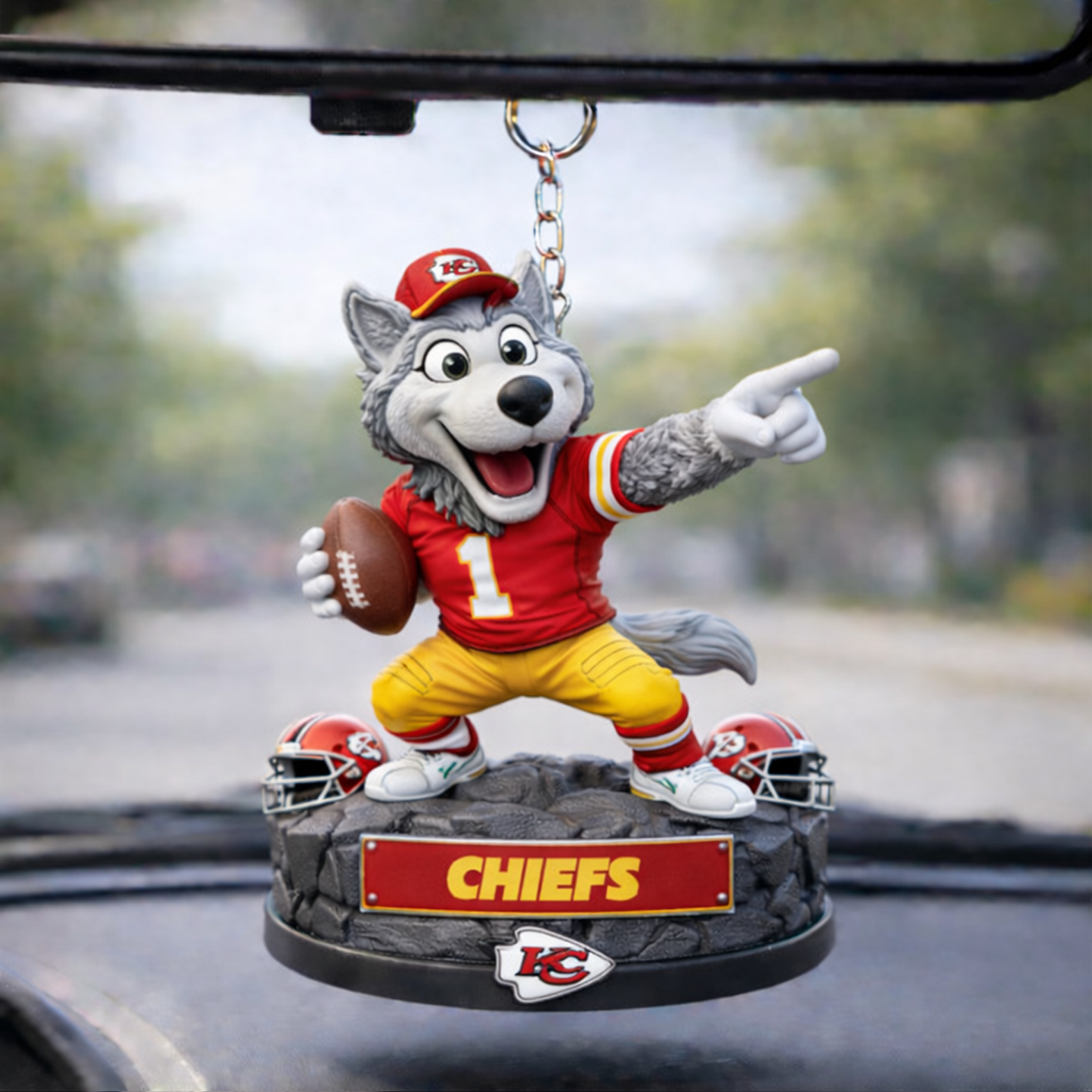 KC X NFL Football Mascot Car Hanging Ornament NAK NHT