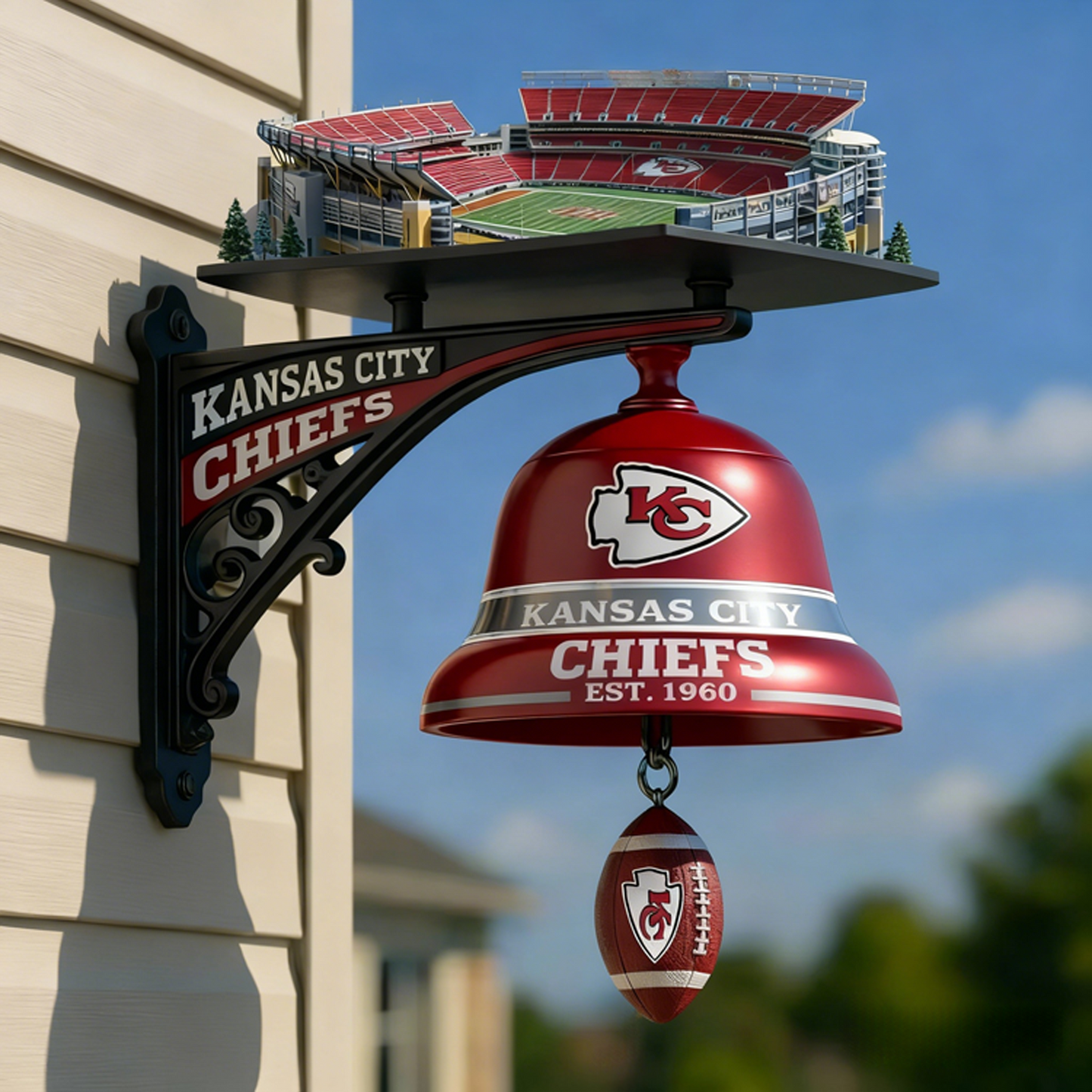 KC X NFL Football Team Home Stadium-Themed Vintage Wall-Mounted Doorbell NAK NHT